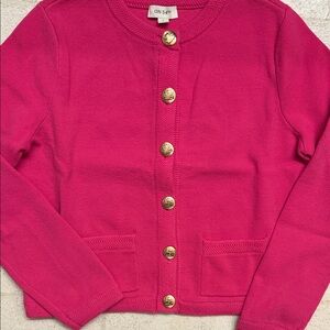 Hot pink lady Jacket cardigan with gold buttons